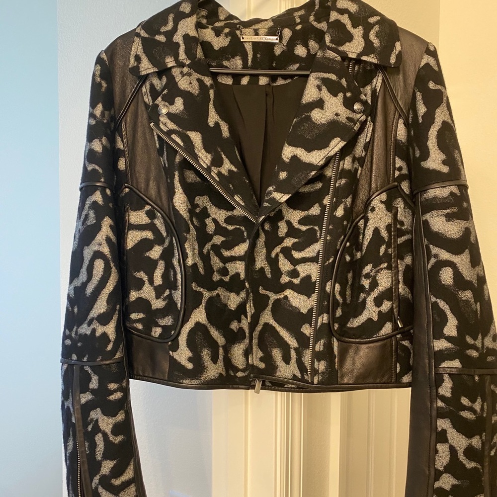 Diane Von Furstenberg Theodora Leopard Moto Jacket